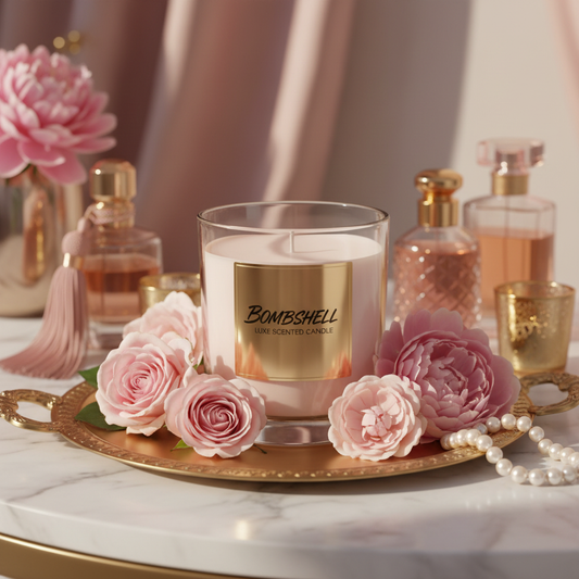 BombShell scented candle in glamorous setting