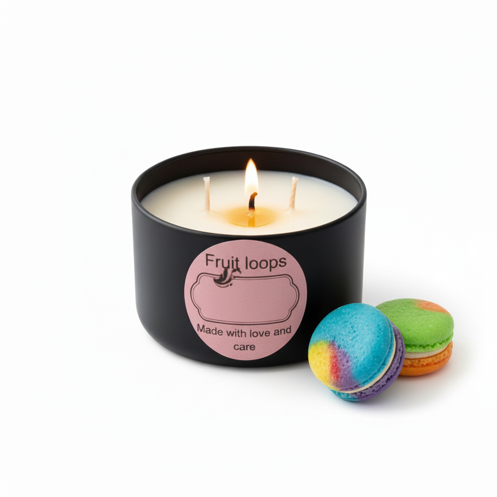 Fruit Loops Candle with Macaron Melts