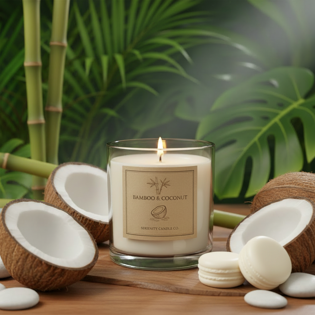 Bamboo & Coconut Candle with Macaron Melts