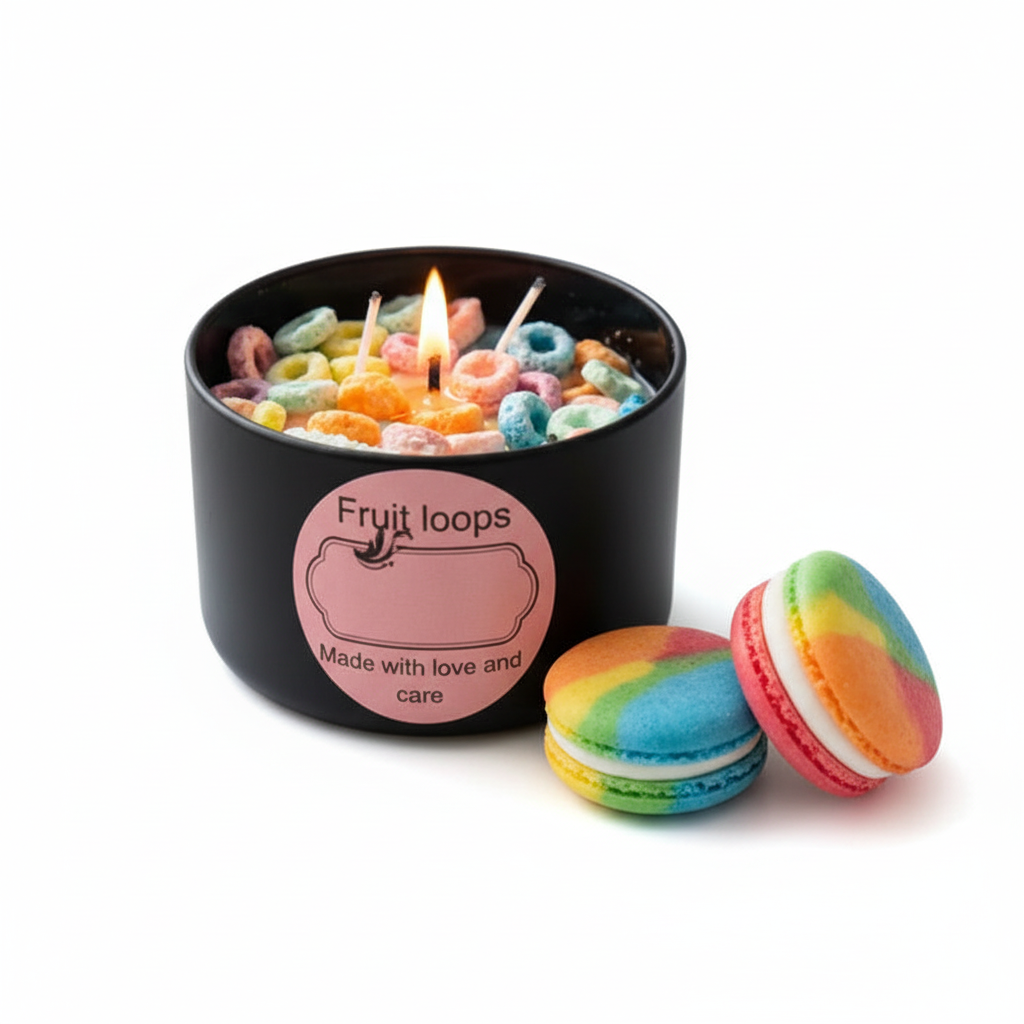 Fruit Loops Candle with Macaron Melts